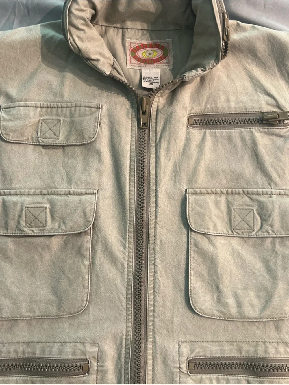 Vintage Banana Republic Fishing Vest Pockets Safari Travel Size XS Beige hunting
